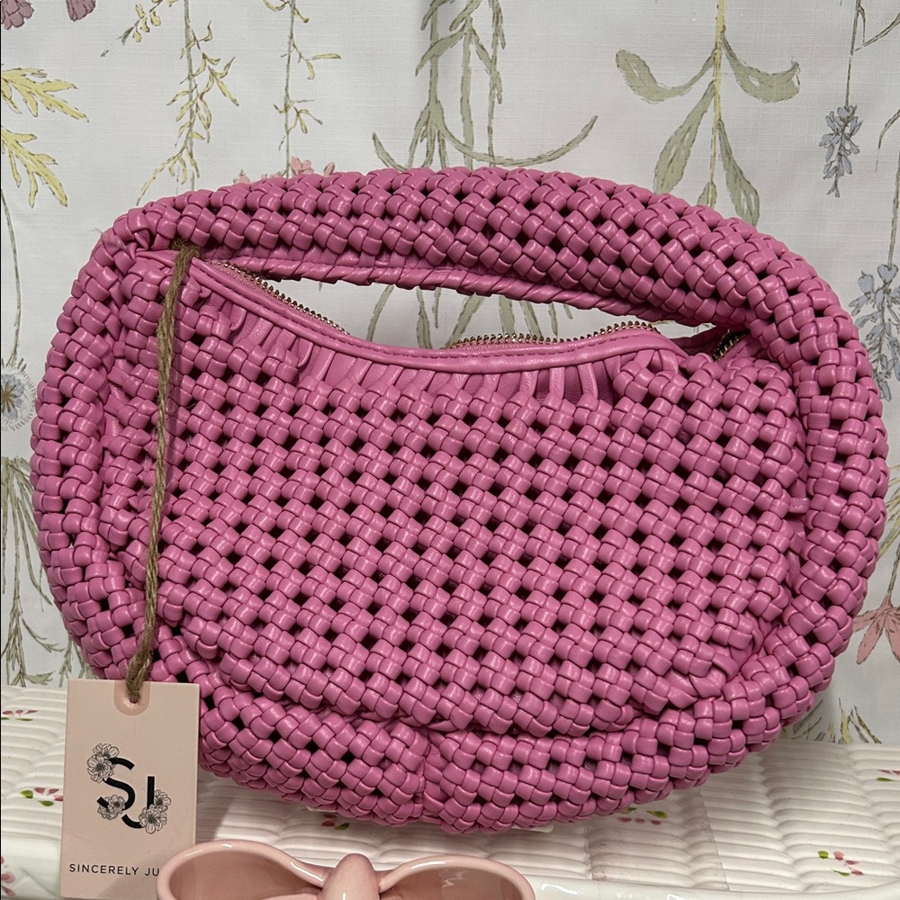 Sincerely Jules Pink Woven Shoulder Bag